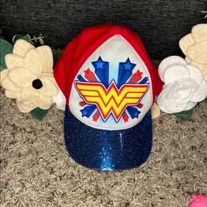 DC Comics Wonder Woman baseball cap featuring a sparkle brim and logo